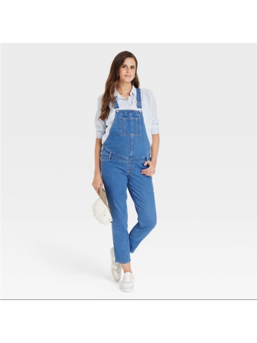 Ingrid & Isabel maternity overalls medium wash blue maternity size 14 NWT - Picture 3 of 9